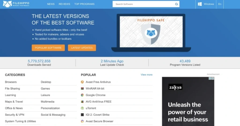 FileHippo: 20 Best Free Software Download sites