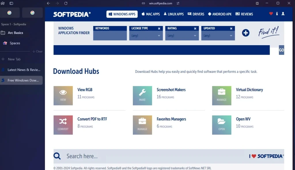 Softpedia: 20 Best Free Software Download sites