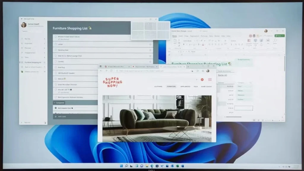 Snap Layouts for Multitasking
